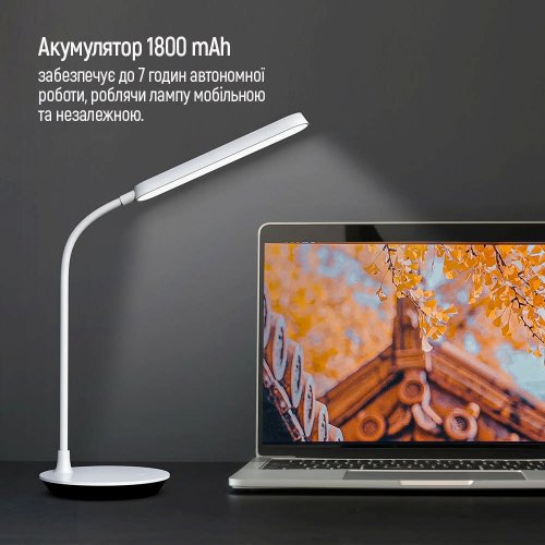 Купити Настільна лампа ColorWay LED Portable & Flexible 360 with built-in battery (CW-DL12FB-W) White - ціна в Києві, Львові, Вінниці, Хмельницькому, Франківську, Україні | інтернет-магазин TELEMART.UA фото