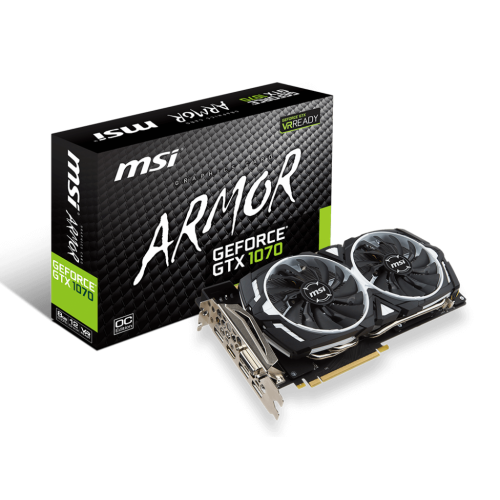 Відеокарта MSI GeForce GTX 1070 ARMOR OC 8192MB (GTX 1070 ARMOR 8G OC) (Відновлено продавцем, 669318) купити з перевіркою сумісності: огляд, характеристики, ціна у Києві, Львові, Вінниці, Хмельницькому, Івано-Франківську, Україні | інтернет-магазин TELEMART.UA фото