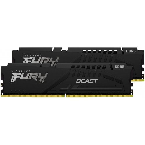 Купить ОЗУ Kingston DDR5 32GB (2x16GB) 6000Mhz FURY Beast Black (KF560C36BBE2K2-32) с проверкой совместимости: обзор, характеристики, цена в Киеве, Днепре, Одессе, Харькове, Украине | интернет-магазин TELEMART.UA фото