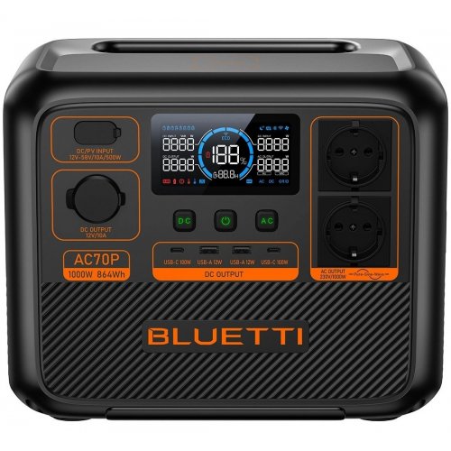 Купити Зарядна станція BLUETTI AC70P Portable Power Station 1000W 864Wh - ціна в Києві, Львові, Вінниці, Хмельницькому, Франківську, Україні | інтернет-магазин TELEMART.UA фото