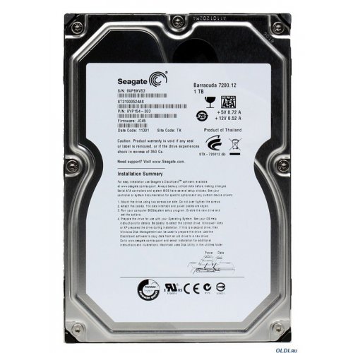 Жорсткий диск Seagate Barracuda 7200.12 1TB 32MB 7200RPM 3.5" (ST31000524AS) (Відновлено продавцем, 670063) купити з перевіркою сумісності: огляд, характеристики, ціна у Києві, Львові, Вінниці, Хмельницькому, Івано-Франківську, Україні | інтернет-магазин TELEMART.UA фото