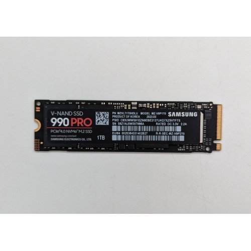 Ssd-диск Samsung 990 PRO V-NAND 3-bit MLC 1TB M.2 (2280 PCI-E) NVMe 2.0 (MZ-V9P1T0BW) (Відновлено продавцем, 670485) купити з перевіркою сумісності: огляд, характеристики, ціна у Києві, Львові, Вінниці, Хмельницькому, Івано-Франківську, Україні | інтернет-магазин TELEMART.UA фото