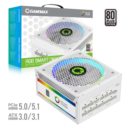 Купить Блок питания GAMEMAX RGB-1300 1300W PCIE5 (RGB-1300 WH) White с проверкой совместимости: обзор, характеристики, цена в Киеве, Днепре, Одессе, Харькове, Украине | интернет-магазин TELEMART.UA фото