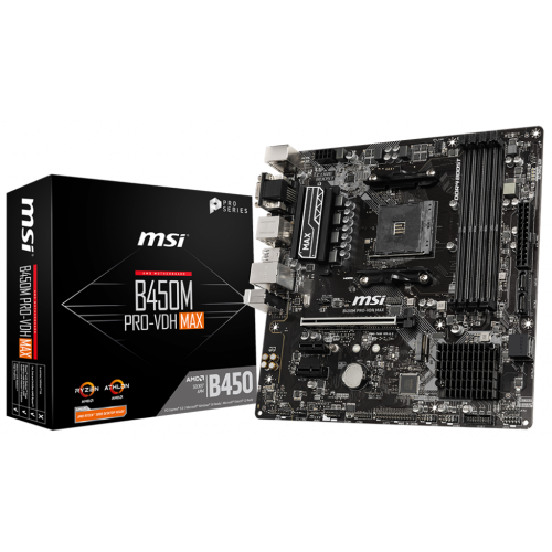 Материнська плата MSI B450M PRO-VDH MAX (sAM4, AMD B450) (Відновлено продавцем, 670680) купити з перевіркою сумісності: огляд, характеристики, ціна у Києві, Львові, Вінниці, Хмельницькому, Івано-Франківську, Україні | інтернет-магазин TELEMART.UA фото