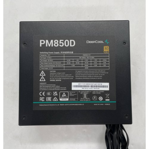 Блок живлення Deepcool PM850D 850W (R-PM850D-FA0B-EU) (Відновлено продавцем, 671710) купити з перевіркою сумісності: огляд, характеристики, ціна у Києві, Львові, Вінниці, Хмельницькому, Івано-Франківську, Україні | інтернет-магазин TELEMART.UA фото