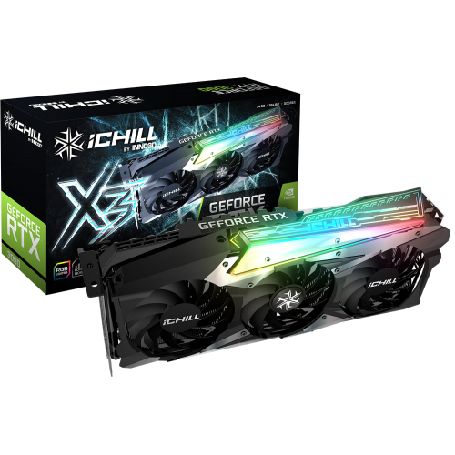 Купить Видеокарта Inno3D GeForce RTX 3090 ICHILL X3 24576MB (C30903-246XX-1880VA37) (Восстановлено продавцом, 671756) с проверкой совместимости: обзор, характеристики, цена в Киеве, Днепре, Одессе, Харькове, Украине | интернет-магазин TELEMART.UA фото