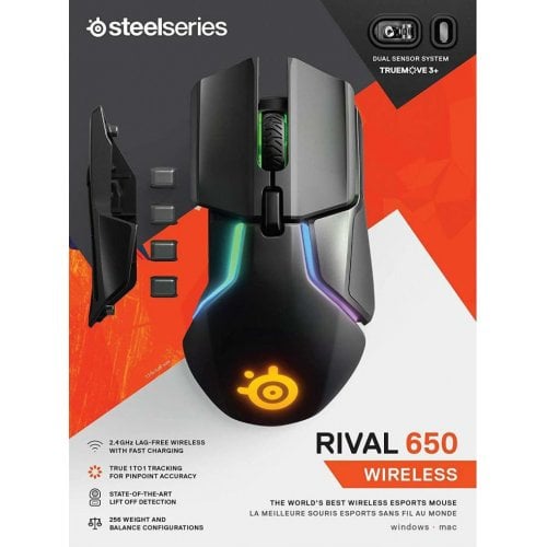 Купить Уценка мышка SteelSeries Rival 650 RGB (62456) Black (Повреждение упаковки, 671985) - цена в Харькове, Киеве, Днепре, Одессе
в интернет-магазине Telemart фото