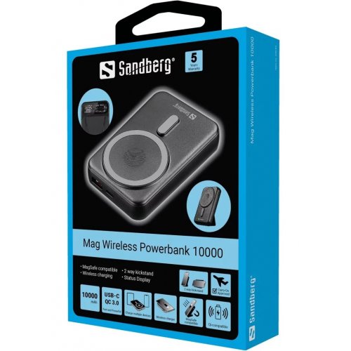 Купити Powerbank Sandberg Mag Wireless 10000mAh 22.5W (420-94) - ціна в Києві, Львові, Вінниці, Хмельницькому, Франківську, Україні | інтернет-магазин TELEMART.UA фото