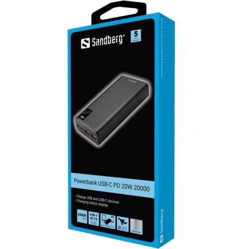 Купити Powerbank Sandberg 20000mAh 20W (420-59) - ціна в Києві, Львові, Вінниці, Хмельницькому, Франківську, Україні | інтернет-магазин TELEMART.UA фото