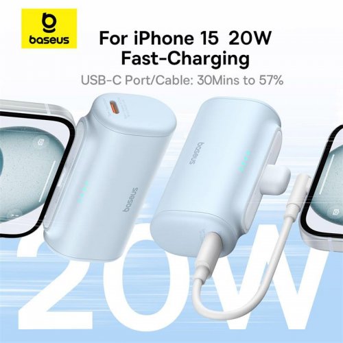 Купить Powerbank Baseus Compact 5000mAh 20W USB Type-C (P10068302212-00) White - цена в Харькове, Киеве, Днепре, Одессе
в интернет-магазине Telemart фото