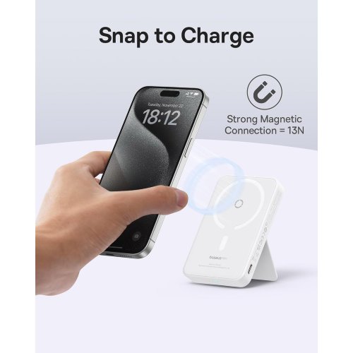 Купить Powerbank Baseus MagPro Magnetic Bracket 2-in-1 Wireless Charger and Phone Holder 5000mAh 20W (P10064100222-00) White - цена в Харькове, Киеве, Днепре, Одессе
в интернет-магазине Telemart фото