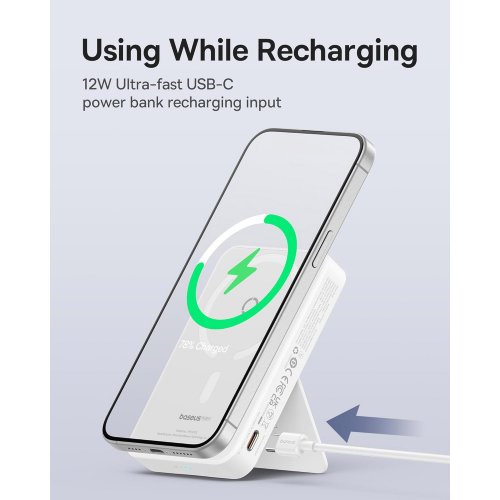 Купить Powerbank Baseus MagPro Magnetic Bracket 2-in-1 Wireless Charger and Phone Holder 5000mAh 20W (P10064100222-00) White - цена в Харькове, Киеве, Днепре, Одессе
в интернет-магазине Telemart фото