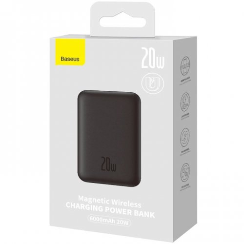 Купити Powerbank Baseus Magnetic Mini PPCXW06 6000mAh 20W (PPCX100401) Black - ціна в Києві, Львові, Вінниці, Хмельницькому, Франківську, Україні | інтернет-магазин TELEMART.UA фото