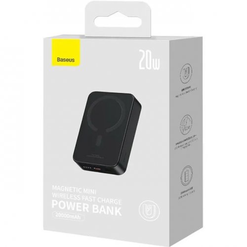 Купити Powerbank Baseus Magnetic Mini 20000mAh 20W (P10022102112-01) Black - ціна в Києві, Львові, Вінниці, Хмельницькому, Франківську, Україні | інтернет-магазин TELEMART.UA фото