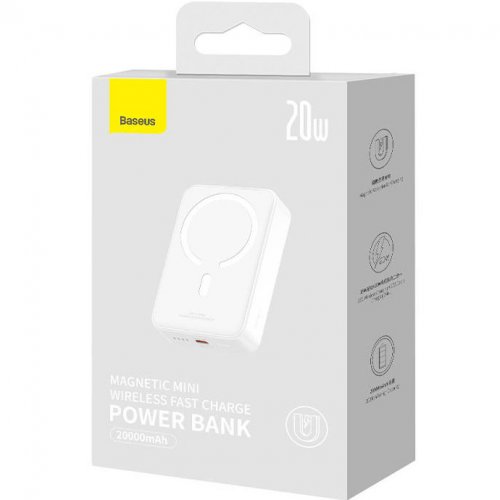 Купить Powerbank Baseus Magnetic Mini 20000mAh 20W (P10022102212-01) White - цена в Харькове, Киеве, Днепре, Одессе
в интернет-магазине Telemart фото