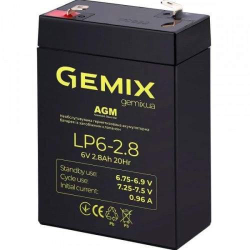 Купити Акумуляторна батарея Gemix 6V 2.8Ah AGM (LP6-2.8F1) - ціна в Києві, Львові, Вінниці, Хмельницькому, Франківську, Україні | інтернет-магазин TELEMART.UA фото