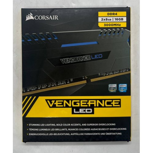 Купить Озу Corsair DDR4 16GB (2x8GB) 3000Mhz Vengeance LED Blue (CMU16GX4M2C3000C15B) Black (Восстановлено продавцом, 672533) с проверкой совместимости: обзор, характеристики, цена в Киеве, Днепре, Одессе, Харькове, Украине | интернет-магазин TELEMART.UA фото