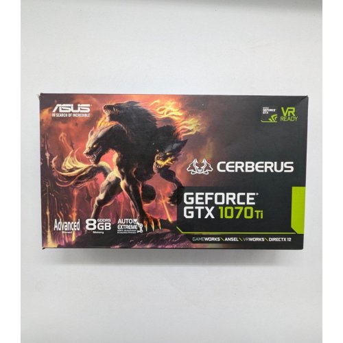 Відеокарта Asus ROG GeForce GTX 1070 TI CERBERUS Advanced Edition 8192MB (CERBERUS-GTX1070TI-A8G) (Відновлено продавцем, 672601) купити з перевіркою сумісності: огляд, характеристики, ціна у Києві, Львові, Вінниці, Хмельницькому, Івано-Франківську, Україні | інтернет-магазин TELEMART.UA фото