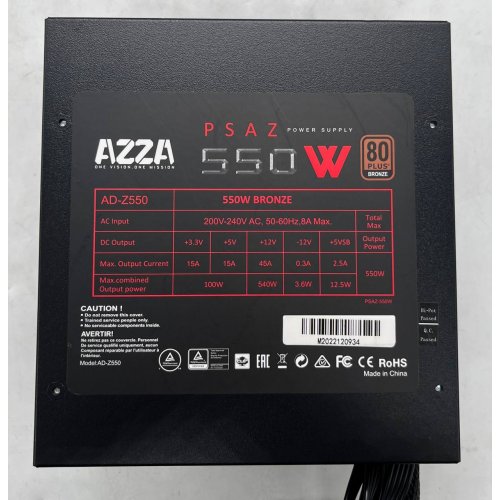 Купить Блок питания Azza 550W (PSAZ-550W) (Восстановлено продавцом, 672698) с проверкой совместимости: обзор, характеристики, цена в Киеве, Днепре, Одессе, Харькове, Украине | интернет-магазин TELEMART.UA фото