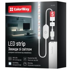 Світлодіодна LED стрічка ColorWay 5м з живленням від USB холодний білий (CW-LD05)