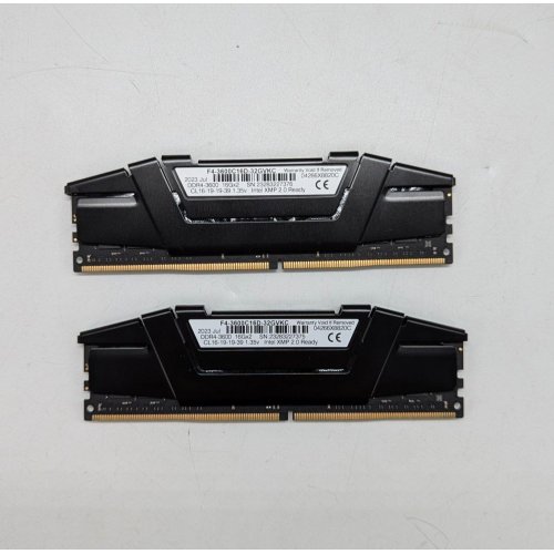 Озп G.Skill DDR4 32GB (2x16GB) 3600Mhz Ripjaws V Black (F4-3600C16D-32GVKC) (Відновлено продавцем, 673363) купити з перевіркою сумісності: огляд, характеристики, ціна у Києві, Львові, Вінниці, Хмельницькому, Івано-Франківську, Україні | інтернет-магазин TELEMART.UA фото