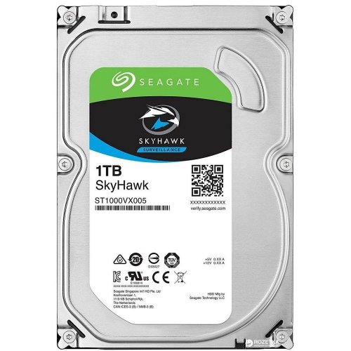 Жорсткий диск Seagate SkyHawk (Secure) 1TB 64MB 5900RPM 3.5'' (ST1000VX005) (Відновлено продавцем, 673389) купити з перевіркою сумісності: огляд, характеристики, ціна у Києві, Львові, Вінниці, Хмельницькому, Івано-Франківську, Україні | інтернет-магазин TELEMART.UA фото