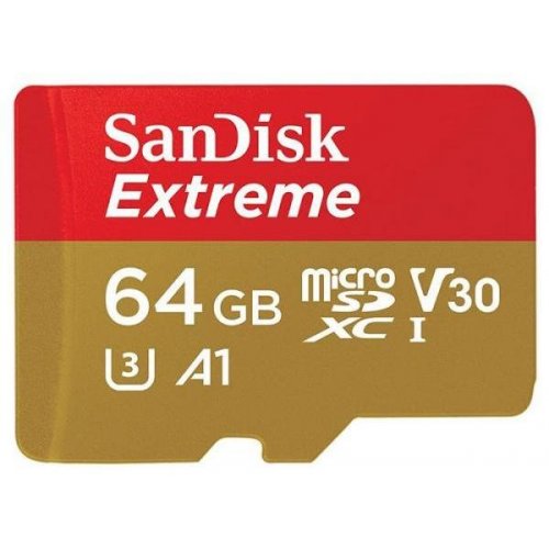 Купить Карта памяти SanDisk microSDXC Extreme 64GB V30 A1 UHS-I U3 R100/W60MB/s 4K (с адаптером) (SDSQXAF-064G-GN6MA) - цена в Харькове, Киеве, Днепре, Одессе
в интернет-магазине Telemart фото