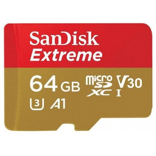 Купить Карта памяти SanDisk microSDXC Extreme Action 64GB V30 A1 UHS-I U3 R100/W60MB/s 4K (с адаптером) (SDSQXAF-064G-GN6AA) - цена в Харькове, Киеве, Днепре, Одессе
в интернет-магазине Telemart фото