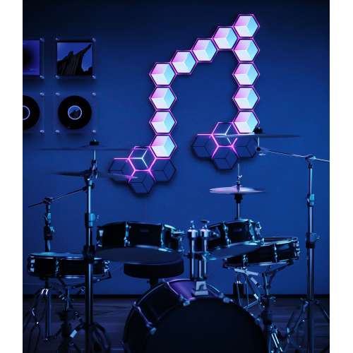 Набор настенных светильников Govee H606A Glide Hexagon Light RGBIC WI-FI/Bluetooth 7pcs (H606AC81) White купить в Украине: Киев, Днепр, Харьков, Одесса  | Низкая цена, отзывы, характеристики от TELEMART фото