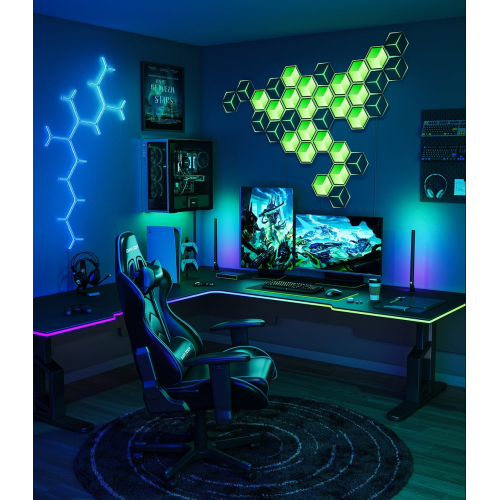 Набор настенных светильников Govee H606A Glide Hexagon Light RGBIC WI-FI/Bluetooth 7pcs (H606AC81) White купить в Украине: Киев, Днепр, Харьков, Одесса  | Низкая цена, отзывы, характеристики от TELEMART фото