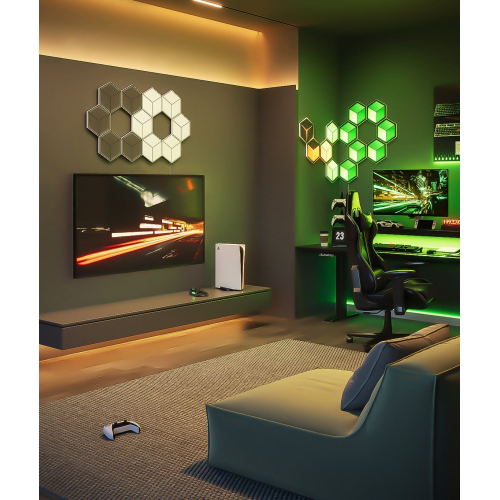 Набор настенных светильников Govee H606A Glide Hexagon Light RGBIC WI-FI/Bluetooth 7pcs (H606AC81) White купить в Украине: Киев, Днепр, Харьков, Одесса  | Низкая цена, отзывы, характеристики от TELEMART фото