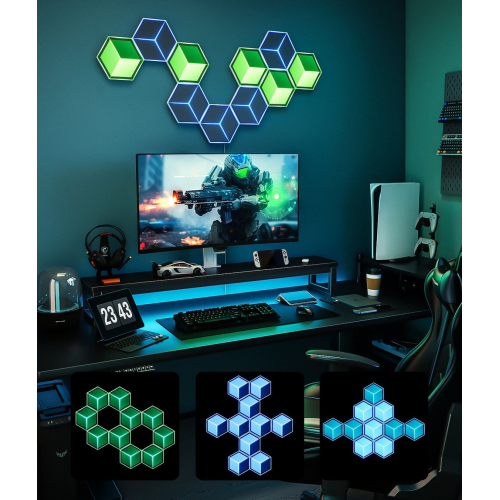 Набор настенных светильников Govee H606A Glide Hexagon Light RGBIC WI-FI/Bluetooth 7pcs (H606AC81) White купить в Украине: Киев, Днепр, Харьков, Одесса  | Низкая цена, отзывы, характеристики от TELEMART фото