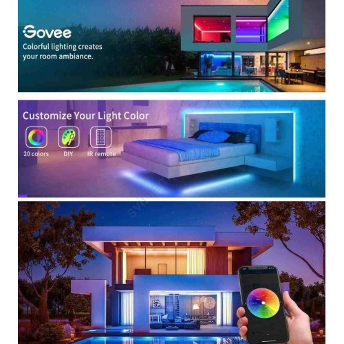 Купити Розумна світлодіодна стрічка Govee H615A RGB Smart Wi-Fi + Bluetooth LED Strip Lights 5m (H615A3A3) White - ціна в Києві, Львові, Вінниці, Хмельницькому, Франківську, Україні | інтернет-магазин TELEMART.UA фото