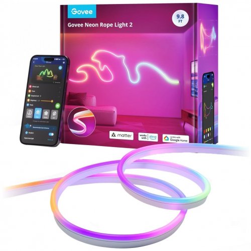 Купити Розумна світлодіодна стрічка Govee H61D3 Neon Rope Light 2 RGBIC WI-FI/Bluetooth 3m (H61D3301) White - ціна в Києві, Львові, Вінниці, Хмельницькому, Франківську, Україні | інтернет-магазин TELEMART.UA фото