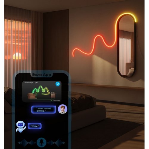 Купити Розумна світлодіодна стрічка Govee H61D3 Neon Rope Light 2 RGBIC WI-FI/Bluetooth 3m (H61D3301) White - ціна в Києві, Львові, Вінниці, Хмельницькому, Франківську, Україні | інтернет-магазин TELEMART.UA фото