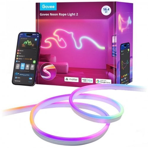 Купити Розумна світлодіодна стрічка Govee H61D3 Neon Rope Light 2 RGBIC WI-FI/Bluetooth 5m (H61D5301) White - ціна в Києві, Львові, Вінниці, Хмельницькому, Франківську, Україні | інтернет-магазин TELEMART.UA фото