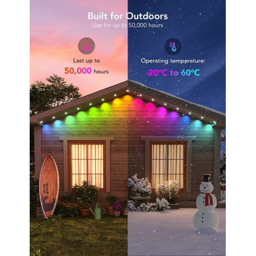 Купити Гірлянда Govee H705A Smart LED Permanent Outdoor Lights RGB 30m (H705A3D1) Transparent - ціна в Києві, Львові, Вінниці, Хмельницькому, Франківську, Україні | інтернет-магазин TELEMART.UA фото