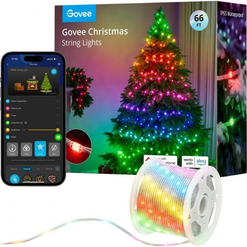 Купить Гирлянда Govee H70C2 Smart LED Christmas Light RGB 20m (H70C23D1) Transparent - цена в Харькове, Киеве, Днепре, Одессе
в интернет-магазине Telemart фото