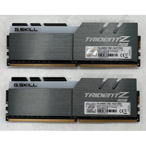 Купить Озу G.Skill DDR4 16GB (2x8GB) 4400Mhz Trident Z RGB Black (F4-4400C18D-16GTZRC) (Восстановлено продавцом, 673472) с проверкой совместимости: обзор, характеристики, цена в Киеве, Днепре, Одессе, Харькове, Украине | интернет-магазин TELEMART.UA фото