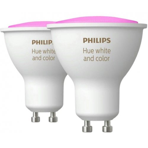 Купити Розумна лампа Philips Hue GU10 5.7W (50W) 2000K-6500K RGB 2pcs (929001953112) - ціна в Києві, Львові, Вінниці, Хмельницькому, Франківську, Україні | інтернет-магазин TELEMART.UA фото