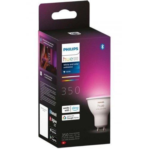 Купити Розумна лампа Philips Hue GU10 5.7W (50W) 2000K-6500K RGB (929001953111) - ціна в Києві, Львові, Вінниці, Хмельницькому, Франківську, Україні | інтернет-магазин TELEMART.UA фото