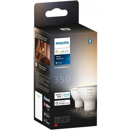 Купить Умная лампа Philips Hue GU10 5W (50W) 2200K-6500K Tunable White 2pcs (929001953310) - цена в Харькове, Киеве, Днепре, Одессе
в интернет-магазине Telemart фото