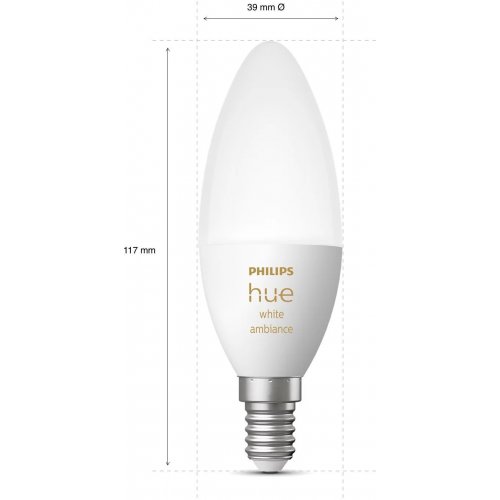 Купити Розумна лампа Philips Hue E14 5.2W (40W) 2200K-6500K Tunable White ZigBee Bluetooth (929002294403) - ціна в Києві, Львові, Вінниці, Хмельницькому, Франківську, Україні | інтернет-магазин TELEMART.UA фото