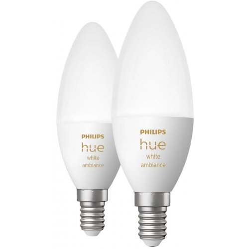 Купити Розумна лампа Philips Hue E14 5.2W (40W) 2200K-6500K Tunable White ZigBee Bluetooth 2pcs (929002294404) - ціна в Києві, Львові, Вінниці, Хмельницькому, Франківську, Україні | інтернет-магазин TELEMART.UA фото