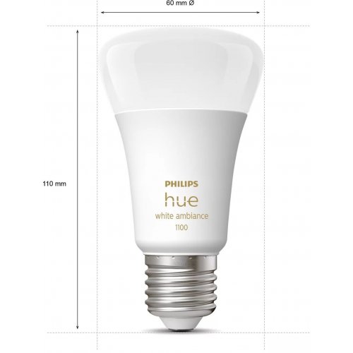 Купити Розумна лампа Philips Hue E27 11W (60W) 2200K-6500K Tunable White ZigBee Bluetooth (929002468401) - ціна в Києві, Львові, Вінниці, Хмельницькому, Франківську, Україні | інтернет-магазин TELEMART.UA фото