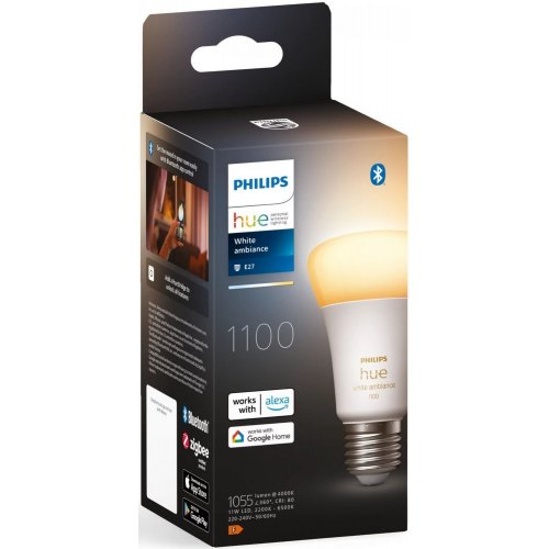 Купить Умная лампа Philips Hue E27 11W (60W) 2200K-6500K Tunable White ZigBee Bluetooth (929002468401) - цена в Харькове, Киеве, Днепре, Одессе
в интернет-магазине Telemart фото