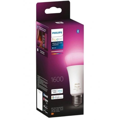 Купить Умная лампа Philips Hue E27 15W (100W) 2000K-6500K RGB (929002471601) - цена в Харькове, Киеве, Днепре, Одессе
в интернет-магазине Telemart фото