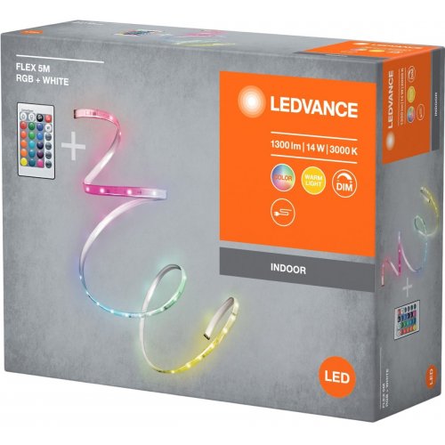 Купити Стрічка світлодіодна Ledvance Flex 14W 1300Lm RGB 3000K RC 5m (4099854095443) - ціна в Києві, Львові, Вінниці, Хмельницькому, Франківську, Україні | інтернет-магазин TELEMART.UA фото