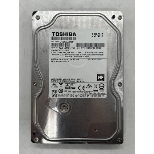 Жорсткий диск Toshiba 1TB 32MB 7200RPM 3.5" (DT01ACA100) (Відновлено продавцем, 674400) купити з перевіркою сумісності: огляд, характеристики, ціна у Києві, Львові, Вінниці, Хмельницькому, Івано-Франківську, Україні | інтернет-магазин TELEMART.UA фото