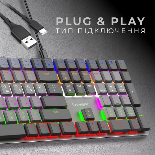 Купить Клавиатура GamePro MK145R Outemu Red Switch Low Profile Dark Gray - цена в Харькове, Киеве, Днепре, Одессе
в интернет-магазине Telemart фото